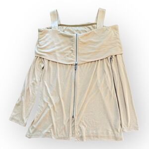 Soft Surroundings Yellow Cold‎ Shoulder Full zip long sleeve top Size M